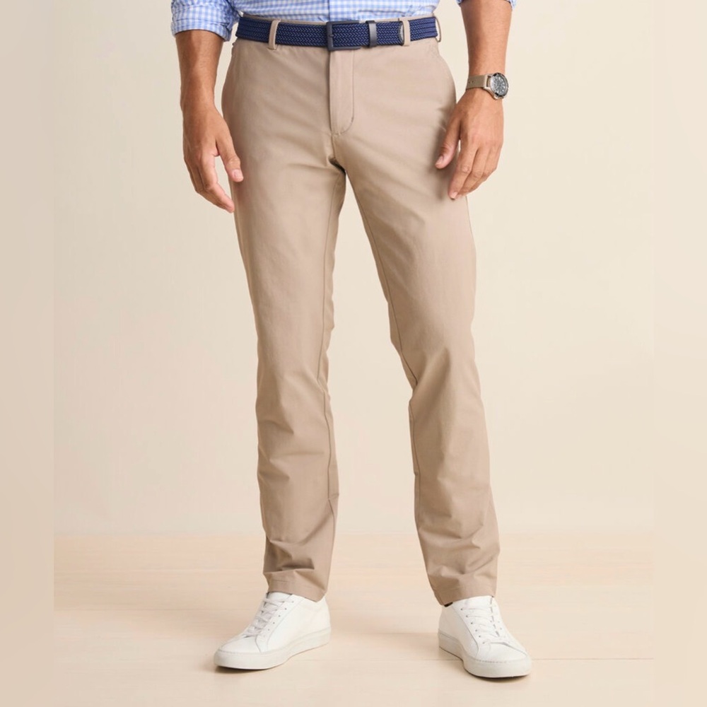 Vineyard Vines Performance On-The-Go Original Pants Stretch Tan Men's 40 x 32